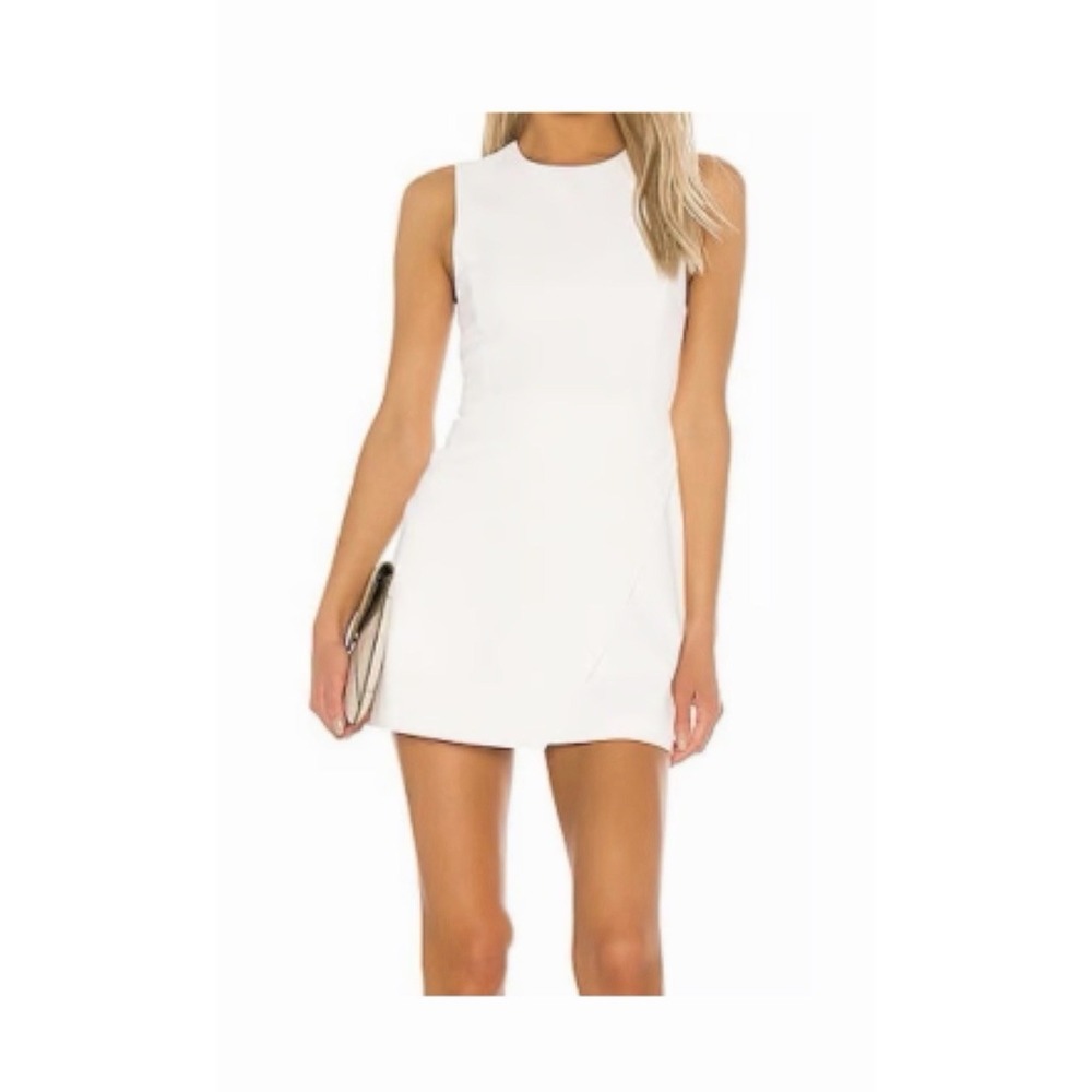 Alice + Olivia Shift Mini Dress Womens Size 4 White Satin Cocktail Lined #CC1-1